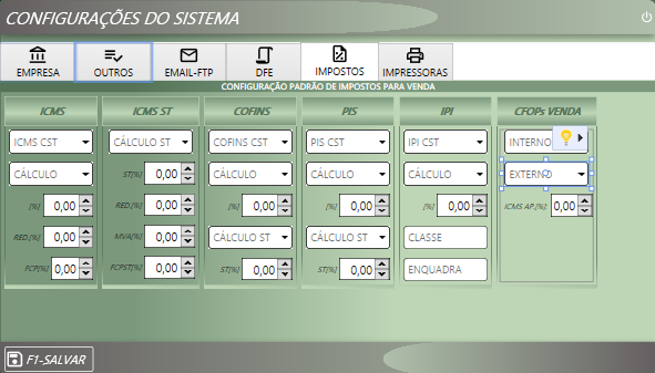 ConfigImpostos